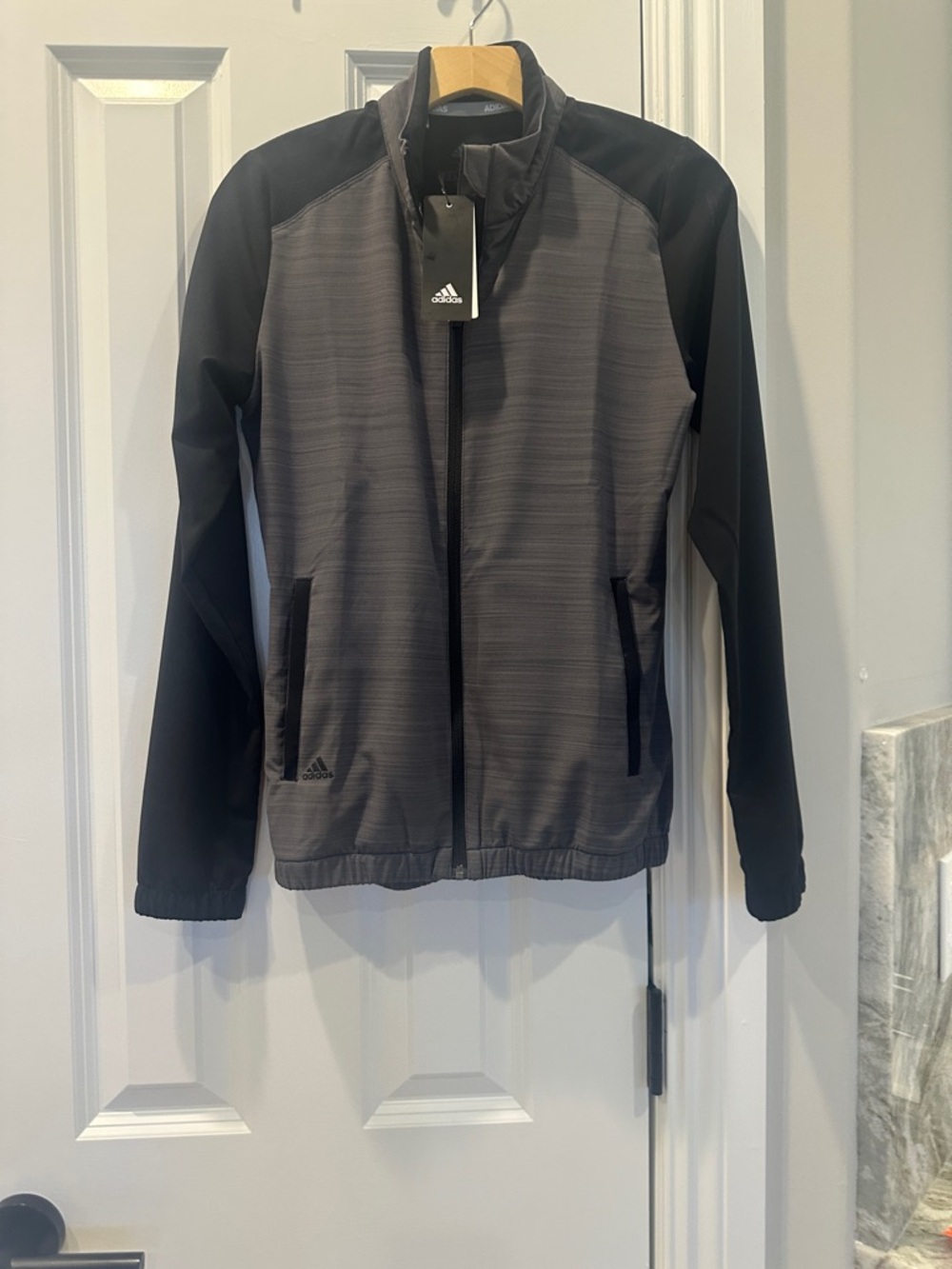 adidas Gray and Black Full-Zip Athletic Jacket